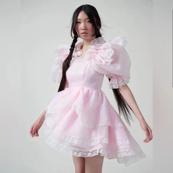 NWT Selkie Duchess Sugarfrill Dress in Baby Soft Pink size Small - Picture 9 of 10